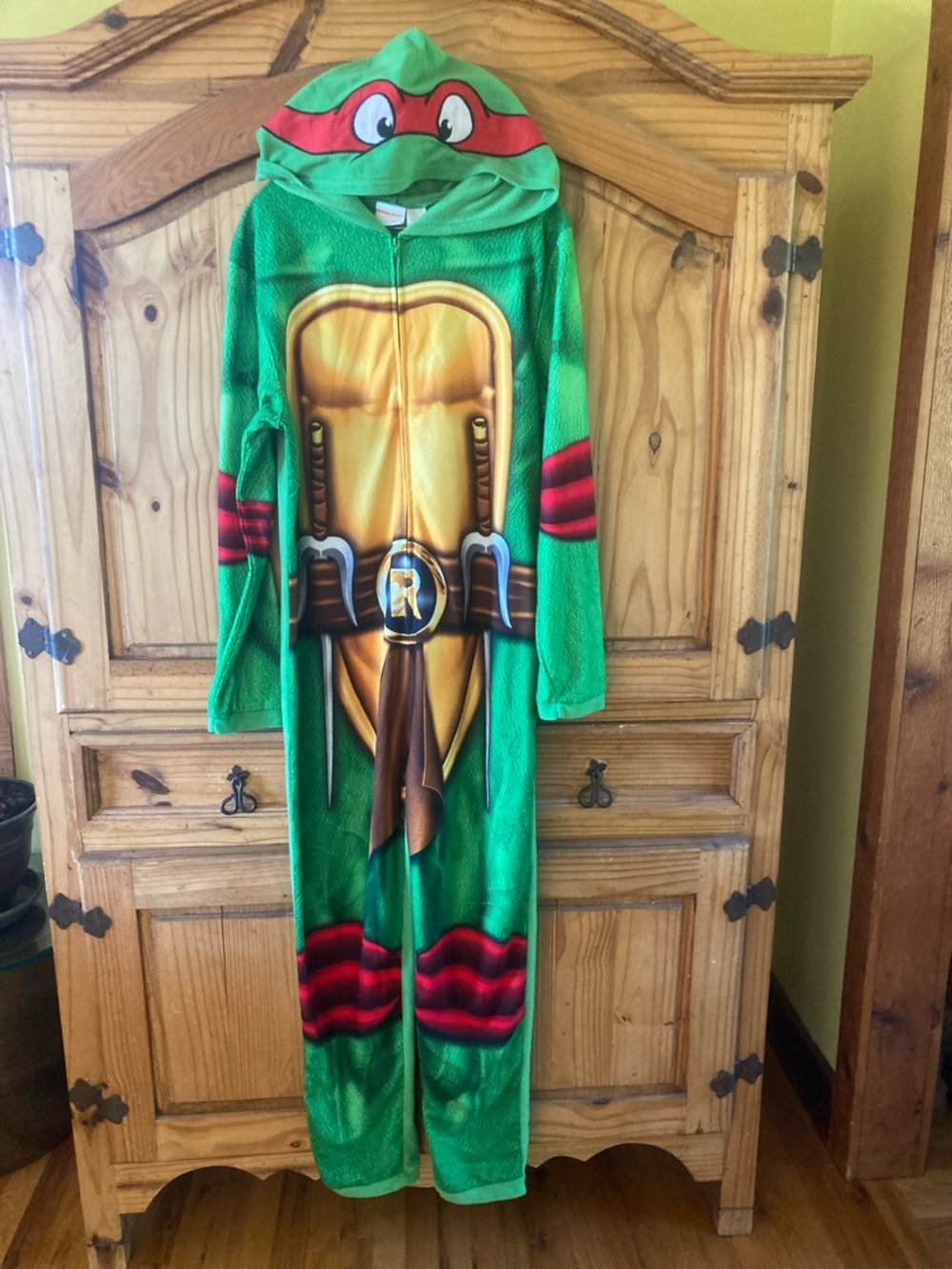 Nickelodeon TMNT green hooded one piece pajamas size M